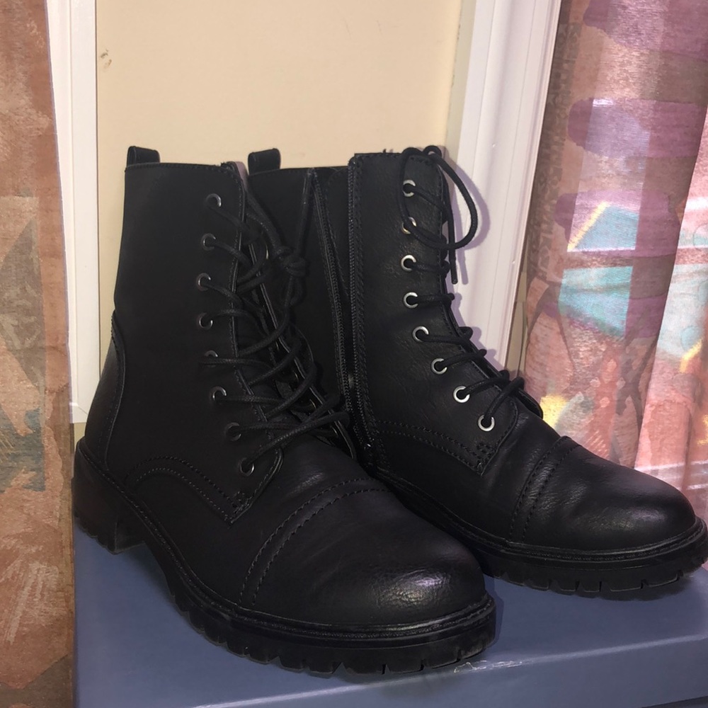 Black combat boots